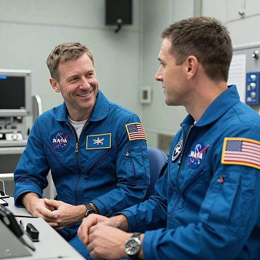 Astronauts Conversing in NASA Control Room