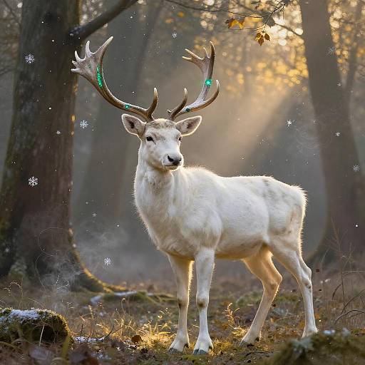 Majestic White Stag in Enchanted Forest