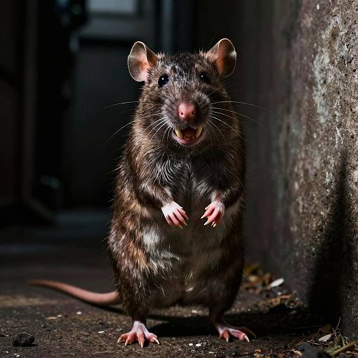 Intense Rat in Gritty Urban Alley