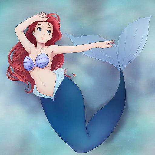 Illustration of Ariel (disney), the little mermaid in the style of Gustav (telomere na)