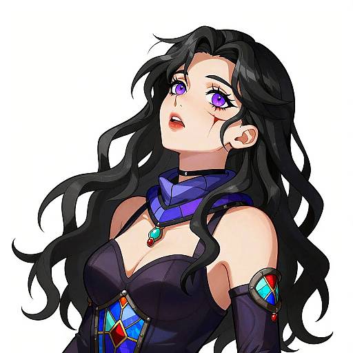 Solo Girl with Stained Glass Background