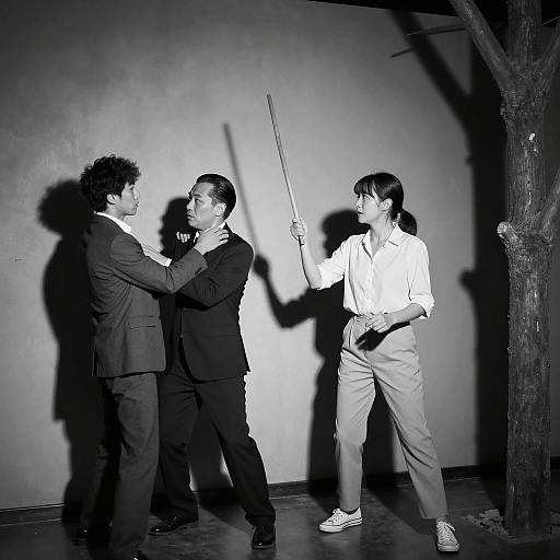 Dramatic Encounter in Dim Light