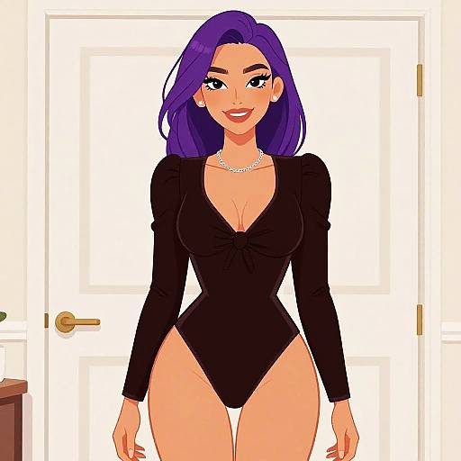 Chic Glamorous Woman in Velvet Bodysuit