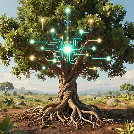 Tech-Nature Fusion Tree Circuitry