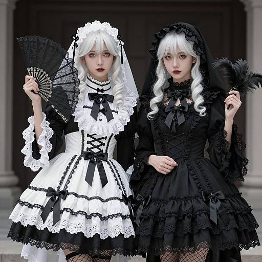 Two Women in Gothic Lolita Dresses