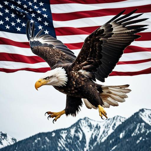 Majestic Eagle Soaring Through American Flag Majestic Eagle Soaring Through American Flag