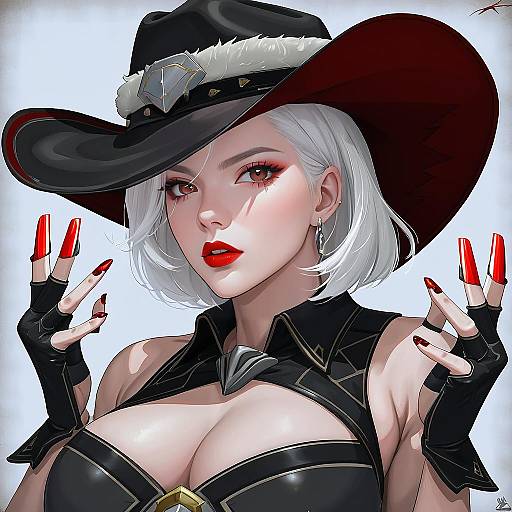 Illustration of Ashe (overwatch), overwatch in the style of Kibisake
