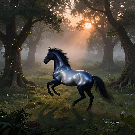 Regal Horse in Enchanted Woodland