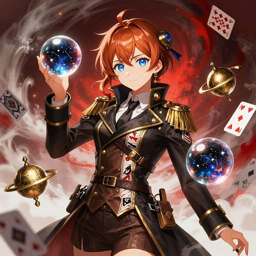 Steampunk Anime Sorceress with Orbs