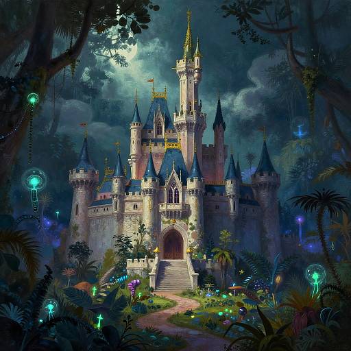 Bioluminescent Jungle Castle Fantasy