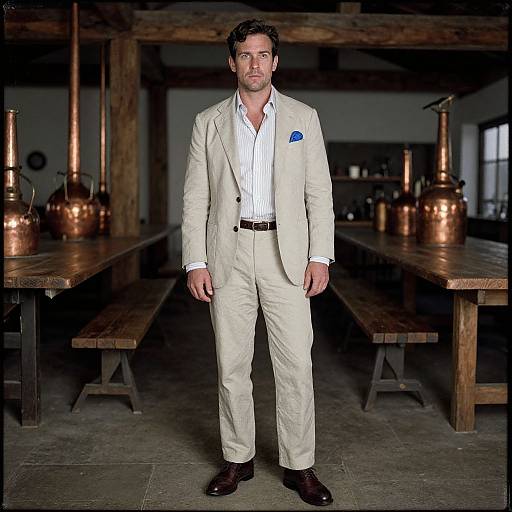 Confident Man in Rustic Brewing Setting