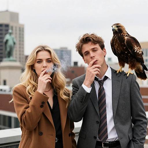 Intimate Rooftop Smoking Scene