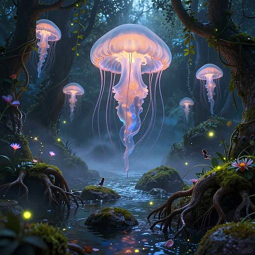 Enormous Bioluminescent Jellyfish Canopy