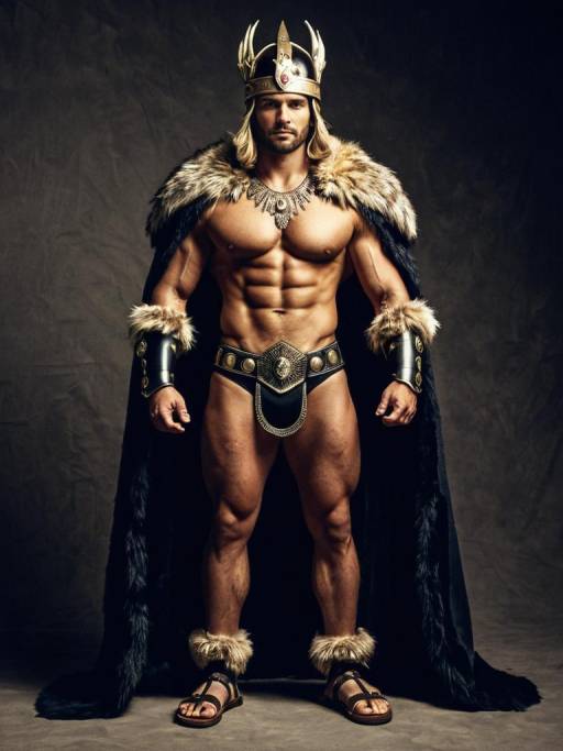 Muscular Warrior with Jewelry and Cape