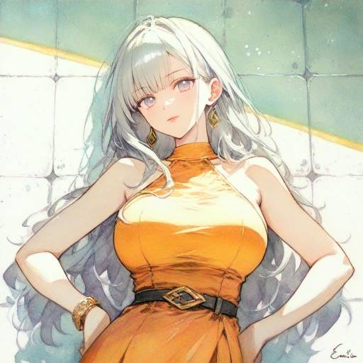 Elegant Emilia in Orange Dress