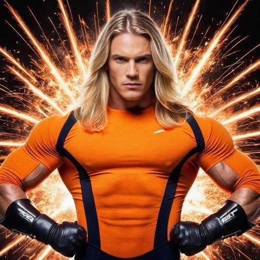 Muscular Hero in Explosive Parody Style