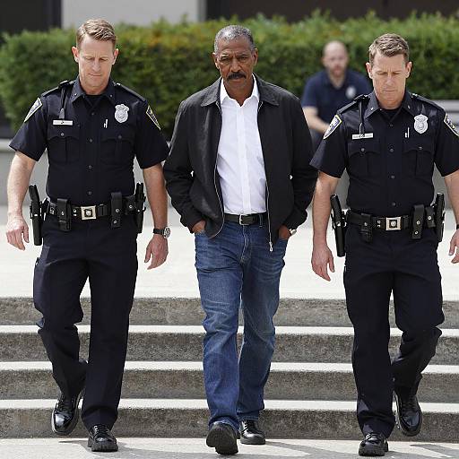 Three Men Descending Concrete Steps