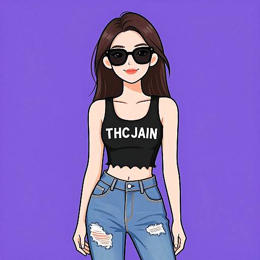 Smiling Woman in Casual Denim Outfit