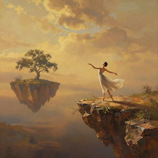 Ethereal Dancer on Floating Plateau