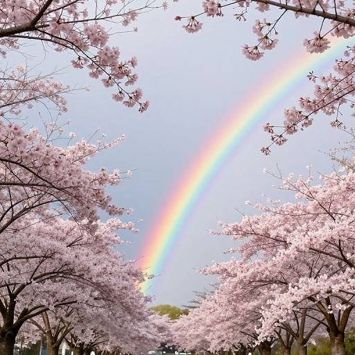 Rainbow Over Cherry Blossoms