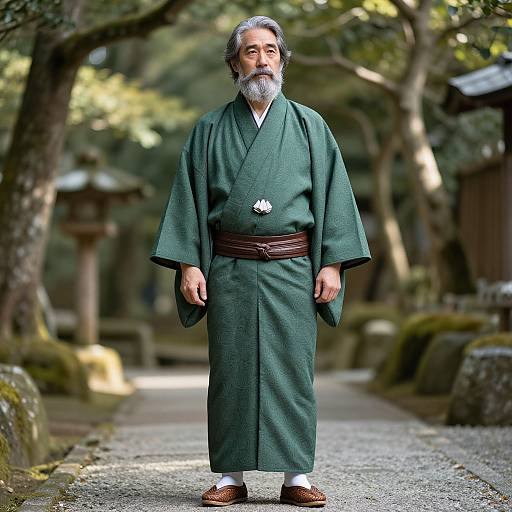 Wise Man in Traditional Green Kimono