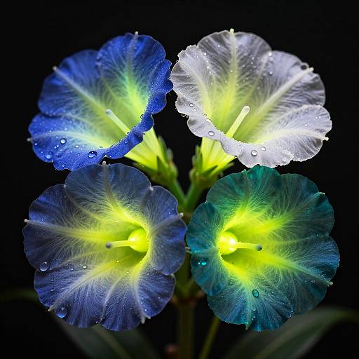 Bioluminescent Moonflower Dew-Kissed Macro Study