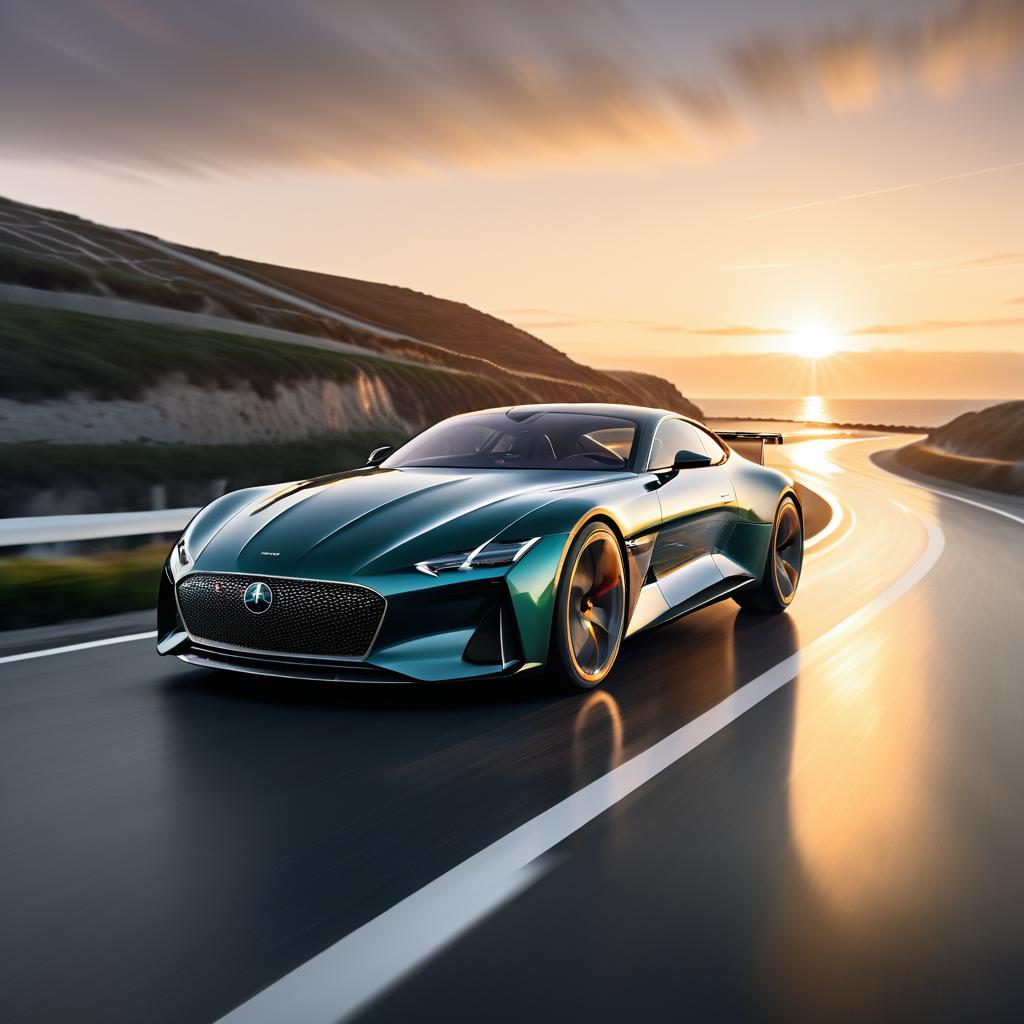 Cinematic Sports Car on Coastal Road