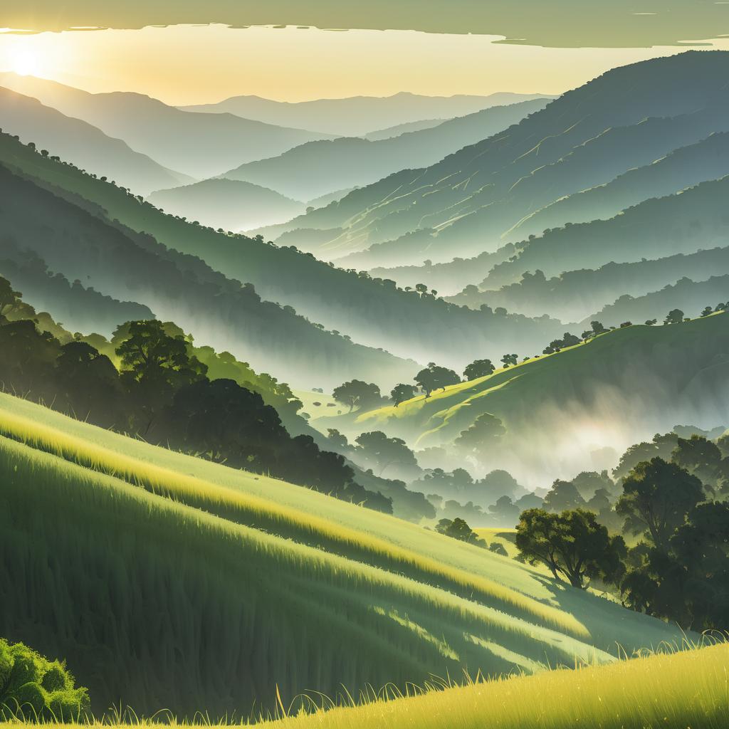 Misty Southwestern Foothills in Midday Light