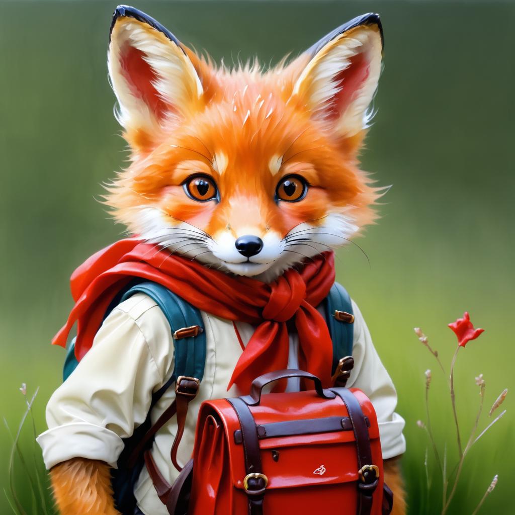 Brave Little Fox Portrait in Oil Paint