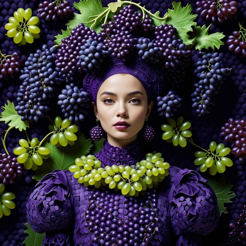 Surreal Portrait of a Grape-Clad Woman