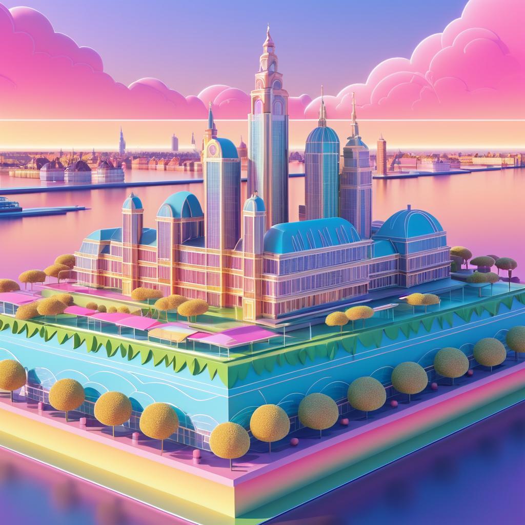 Kawaii Food Landscape with Antwerp Skyline