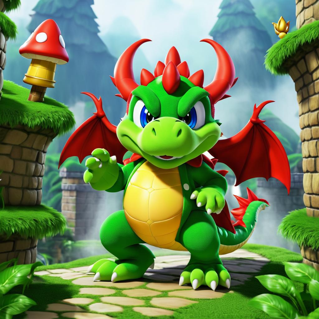 Mario Transformed into Dragonkin Character