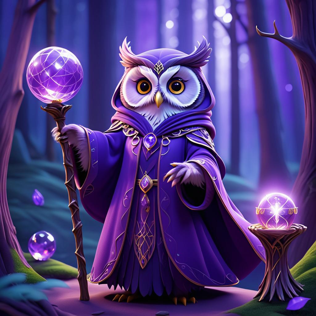 Enchanting Owl Sorceress in Fantasy Forest