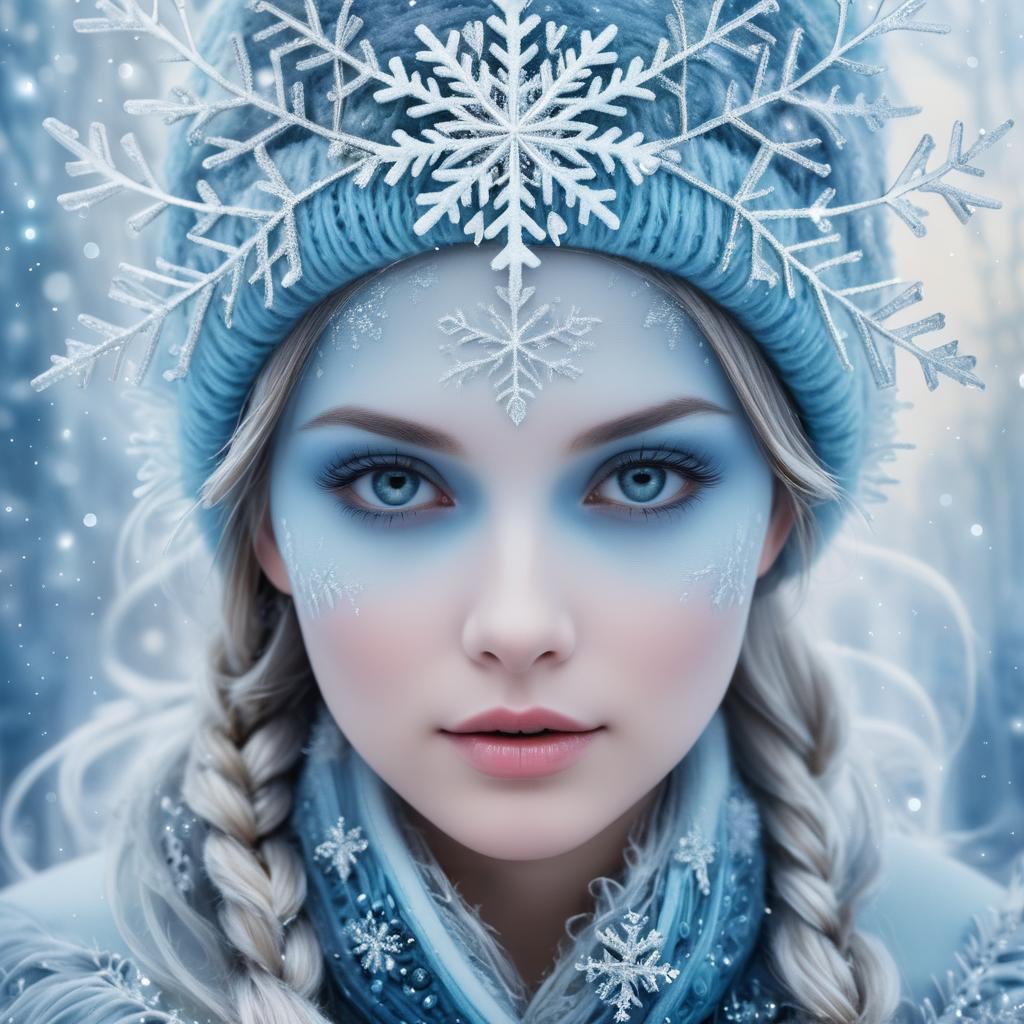 Winter Enchantress with Icy Snowflakes