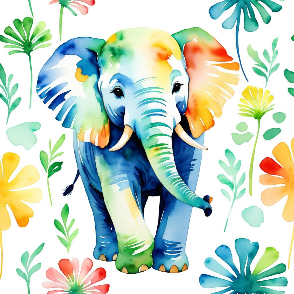 Joyful Watercolor Elephant for Kids