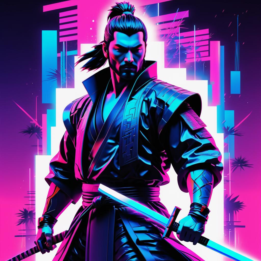 Futuristic Samurai in Neon Aesthetic