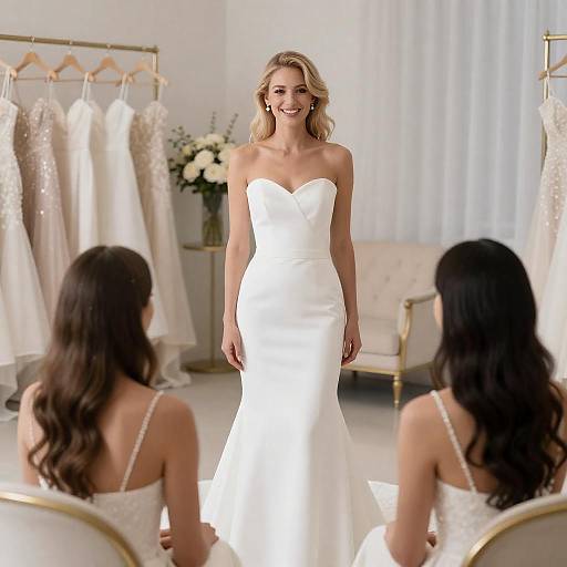 Blonde Bride in Strapless Mermaid Wedding Dress