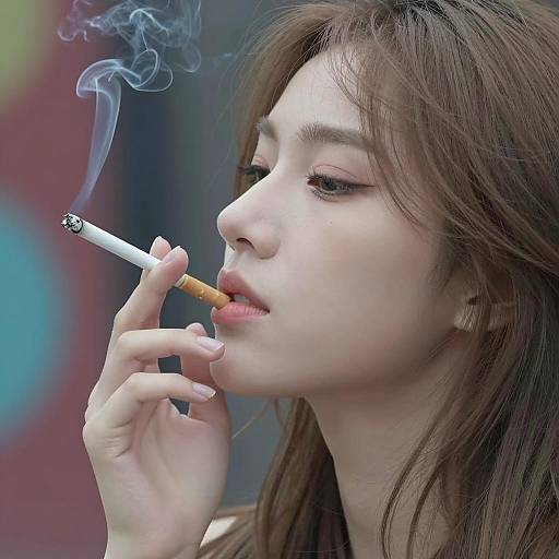 Profile Portrait of a Woman Smoking