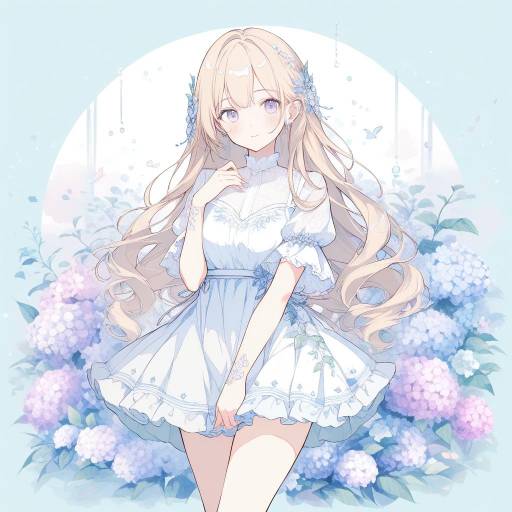 Delicate Young Woman in Floral Garden