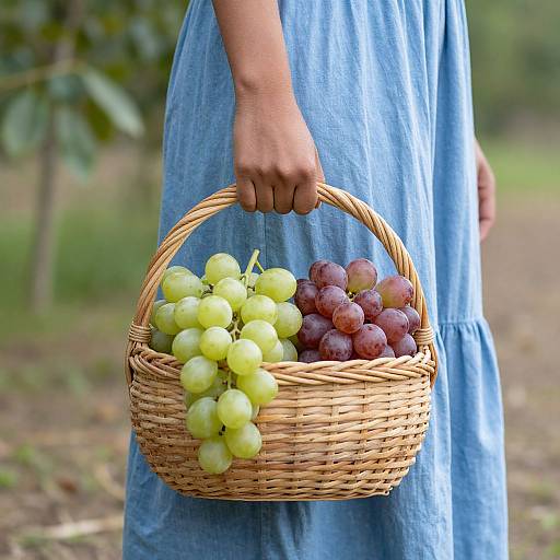 Anonymous Ethnic Woman with Grapes Basket