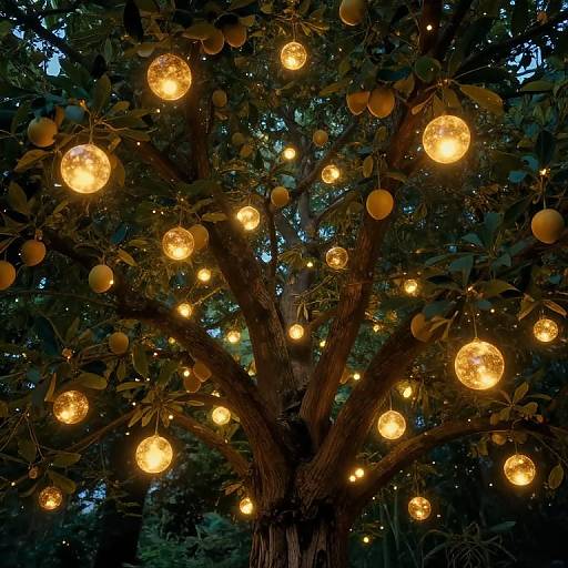 Enchanted Tree with Luminous Orbs