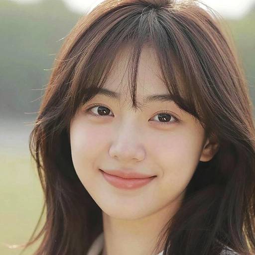 Close-Up Asian Fringe Bangs Portrait