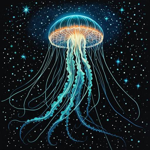 Cosmic Bioluminescent Alien Jellyfish