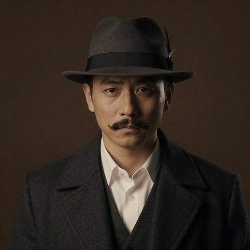 Serious Man in Fedora with Intense Gaze