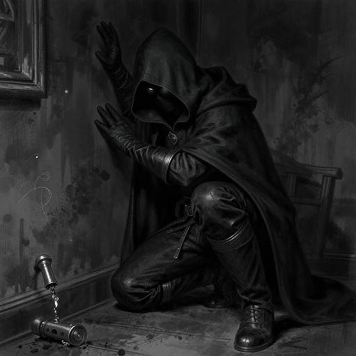 Hooded Assassin in Dimly Lit Corner