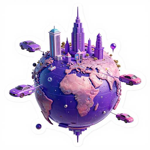 Futuristic 3D Digital World Sticker