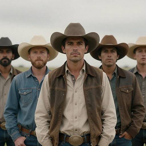 Row of Men in Western Attire