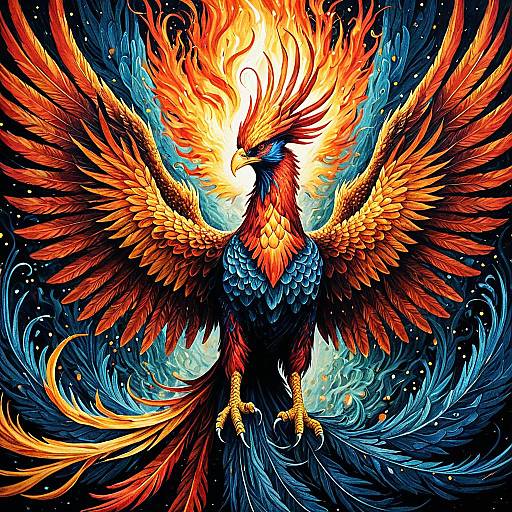 Fantasy Phoenix with Fiery Wings