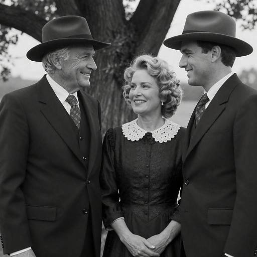 Vintage Black and White Portrait of Three People