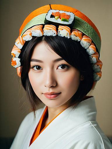 Close-Up Sushi Roll Costume Portrait
